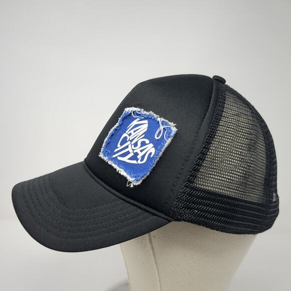 Kansas City Snapback Trucker Hat Black One Size Adjustable Embroidered Rope - Picture 3 of 9